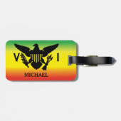 Vlag Amerikaanse Maagdeneilanden, Rasta, groen roo Bagagelabel (Achterkant horizontaal)