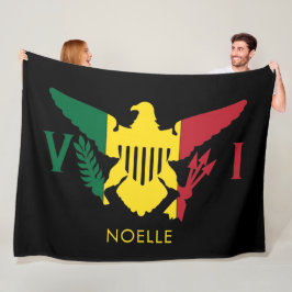 Vlag Amerikaanse Maagdeneilanden, Rasta Red, geel, Fleece Deken