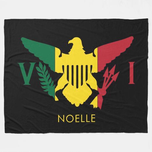 Vlag Amerikaanse Maagdeneilanden, Rasta Red, geel, Fleece Deken (Voorkant (Horizontaal))