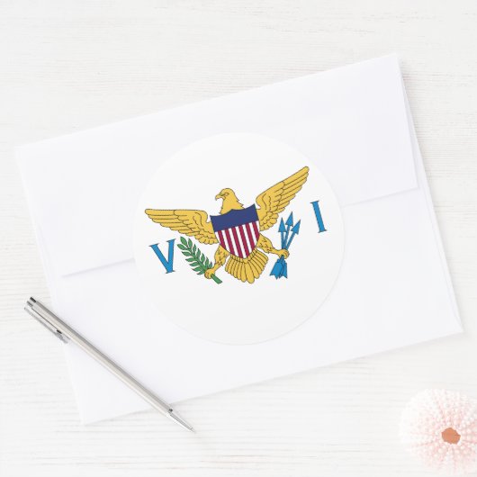 Vlag Amerikaanse Maagdeneilanden Ronde Sticker (Envelop)