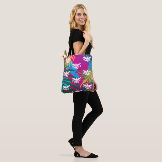 Vlag Amerikaanse Maagdeneilanden, roze tropische b Tote Bag (Op model)