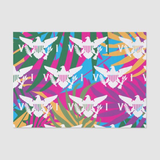 Vlag Amerikaanse Maagdeneilanden, tropisch Abstrac Tissuepapier (Voorkant)