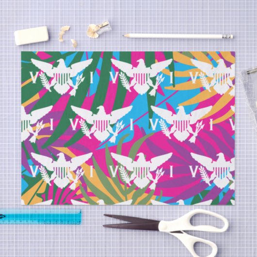 Vlag Amerikaanse Maagdeneilanden, tropisch Abstrac Tissuepapier (Craft)