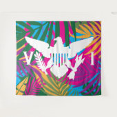 Vlag Amerikaanse Maagdeneilanden, tropische blader Wandkleed (Voorkant (horizontaal))