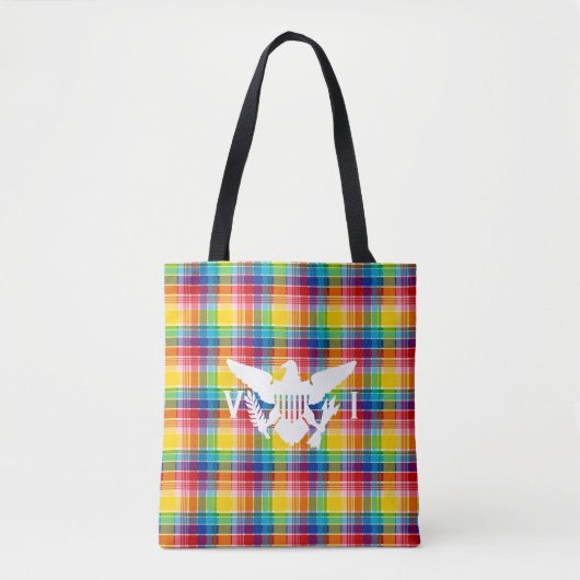 Vlag Amerikaanse Maagdeneilanden (wit), Madras Tote Bag (Voorkant)