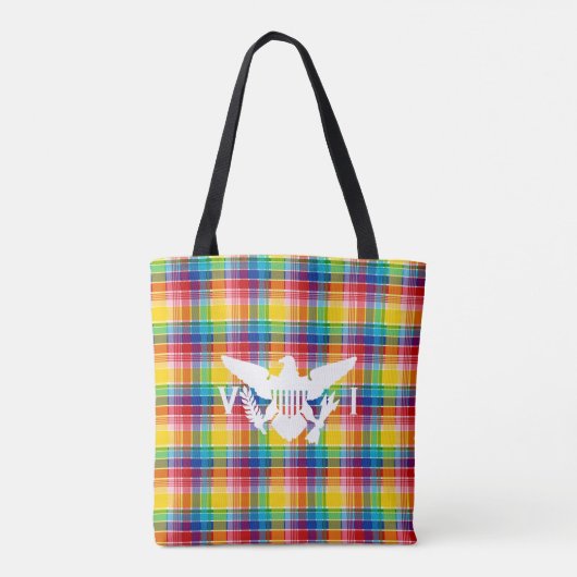 Vlag Amerikaanse Maagdeneilanden (wit), Madras Tote Bag (Achterkant)