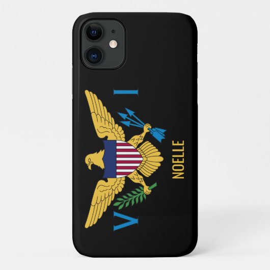 Vlag Amerikaanse Maagdeneilanden, zwart Case-Mate iPhone Case (Achterkant)