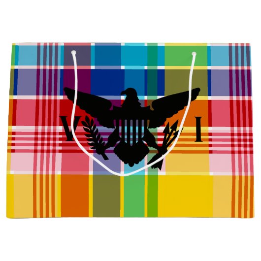 Vlag Amerikaanse Maagdeneilanden (zwart), Madras Groot Cadeauzakje (Voorkant)