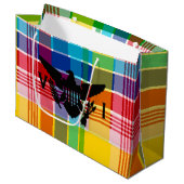 Vlag Amerikaanse Maagdeneilanden (zwart), Madras Groot Cadeauzakje (Voorkant Gekanteld)