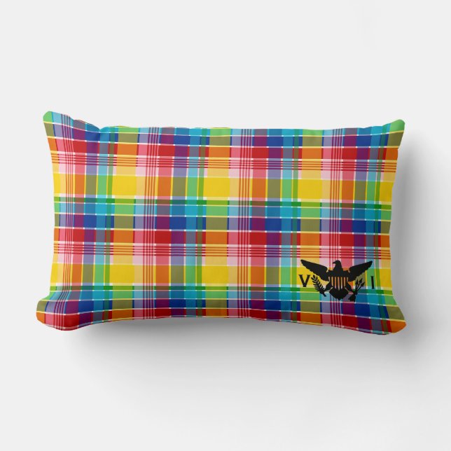 Vlag Amerikaanse Maagdeneilanden (zwart), Madras Kussen (Voorkant)