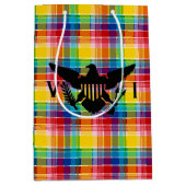 Vlag Amerikaanse Maagdeneilanden (zwart), Madras Medium Cadeauzakje (Voorkant)