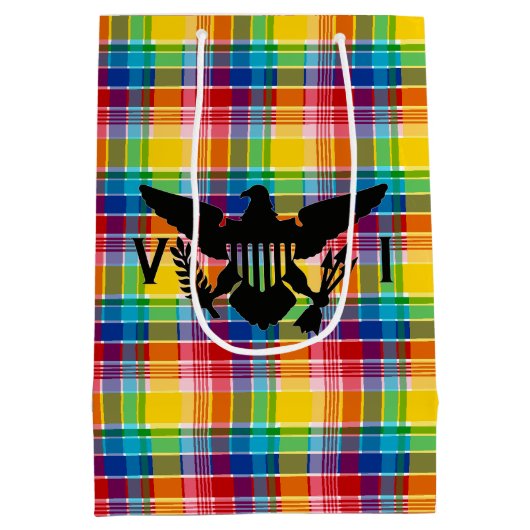 Vlag Amerikaanse Maagdeneilanden (zwart), Madras Medium Cadeauzakje (Achterkant)