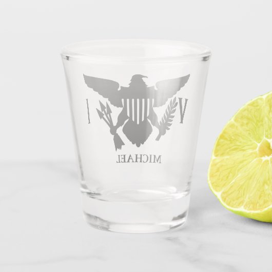 Vlag Amerikaanse Maagdeneilanden | Zwart Shot Glas (Achterkant)