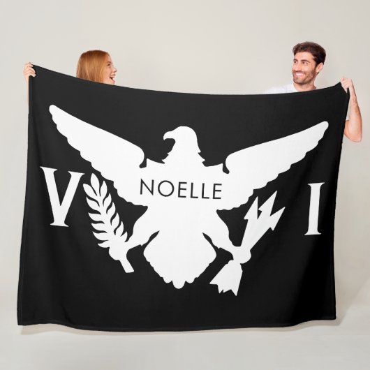 Vlag Amerikaanse Maagdeneilanden, zwart-wit Fleece Deken (In situ)