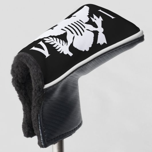 Vlag Amerikaanse Maagdeneilanden, zwart-wit Golfheadcover (3/4 voorkant)