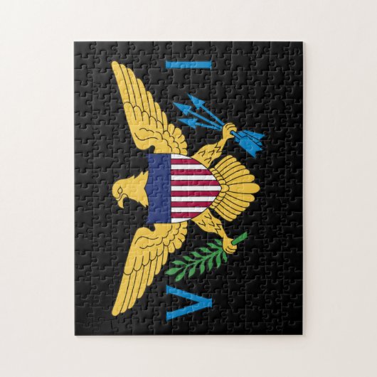 Vlag Amerikaanse Maagdeneilanden - Zwarte achtergr Legpuzzel (Verticaal)