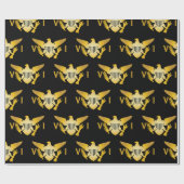 Vlag Amerikaanse Maagdeneilanden | Zwarte en goudw Cadeaupapier (Vlak)