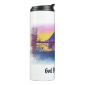 *~* Vlag Amerikaanse Oude Schuur GOD ZEGEN AMERIKA Thermosbeker (Gedraaid links)