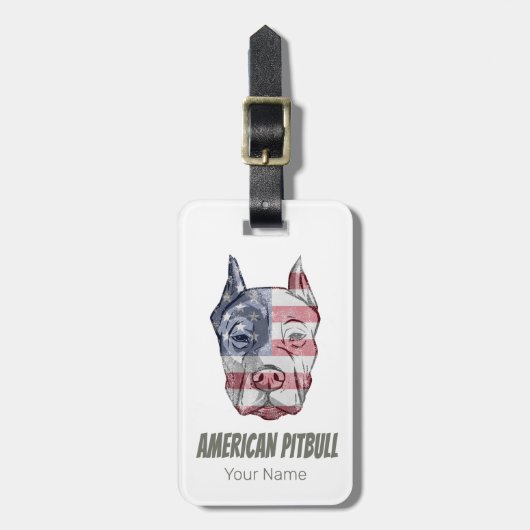  vlag Amerikaanse Pitbull Terrier Bully Dog Bagagelabel (Voorkant verticaal)