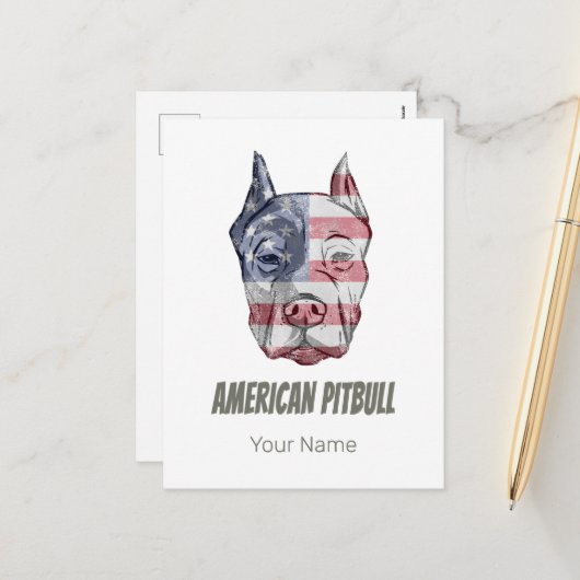 vlag Amerikaanse Pitbull Terrier Bully Dog Feestdagenkaart (Voorkant / Achterkant in situ)