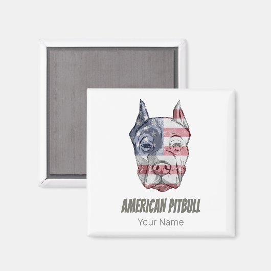vlag Amerikaanse Pitbull Terrier Bully Dog Magneet (Voorkant / Achterkant)