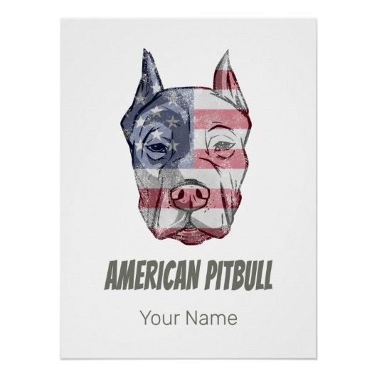  vlag Amerikaanse Pitbull Terrier Bully Dog Perfect Poster (Voorkant)