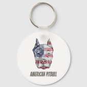  vlag Amerikaanse Pitbull Terrier Bully Dog Sleutelhanger (Voorkant)