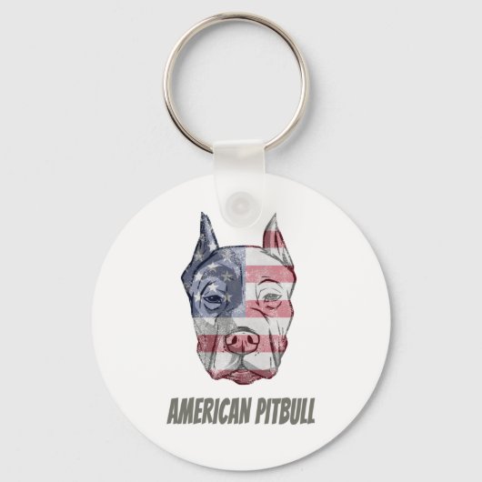vlag Amerikaanse Pitbull Terrier Bully Dog Sleutelhanger (Voorkant)