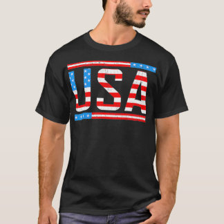 Vlag Amerikaanse vlag op 4 juli Merica America T-shirt