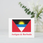Vlag Antigua en Barbuda met naam Briefkaart (Staand voorkant)