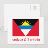 Vlag Antigua en Barbuda met naam Briefkaart (Voorkant / Achterkant)