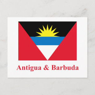Vlag Antigua en Barbuda met naam Briefkaart