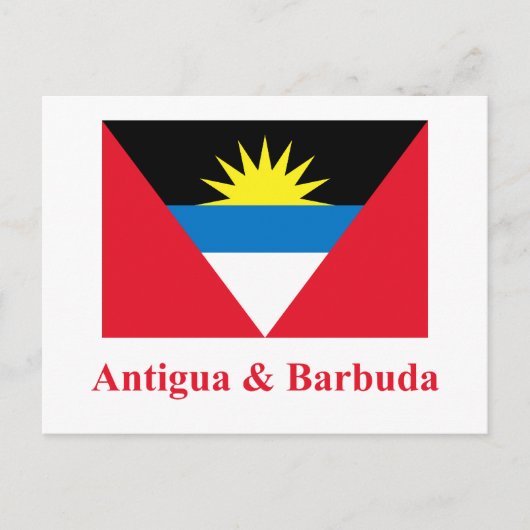 Vlag Antigua en Barbuda met naam Briefkaart (Voorkant)