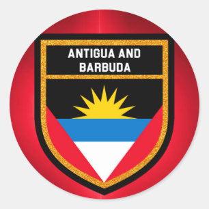 Vlag Antigua en Barbuda Ronde Sticker