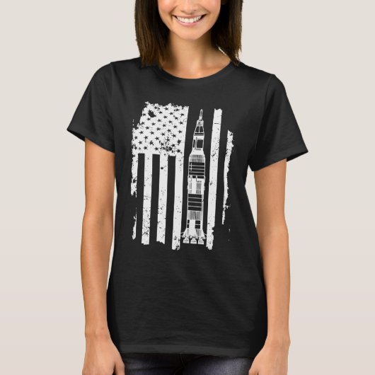 vlag Apollo 11 Saturn/Rocket Space Astro T-shirt (Voorkant)