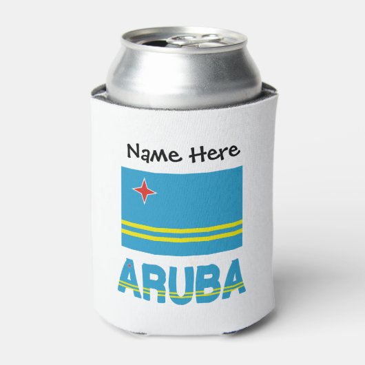 Vlag Aruba en Aruban met Jouw naam Blikjeskoeler (Blikje Voorkant)