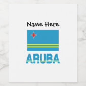 Vlag Aruba en Aruban met Jouw naam Wijn Etiket (Enkel label)
