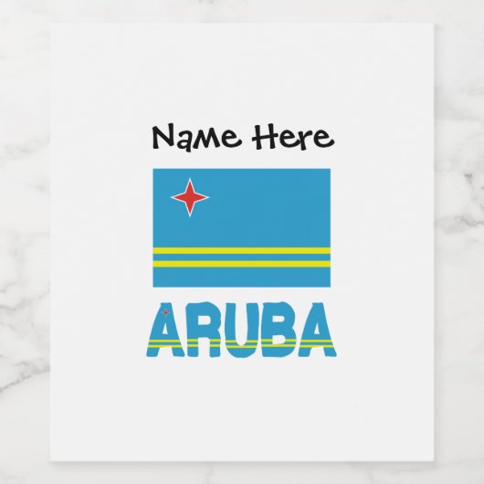 Vlag Aruba en Aruban met Jouw naam Wijn Etiket (Enkel label)