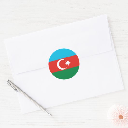 vlag Azerbeidzjan Ronde Sticker (Envelop)