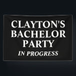 Vlag 'Bachelorfeest in uitvoering' Spandoek<br><div class="desc">Maak de ultieme viering bekend met onze “Vlag 'Bachelorfeest in uitvoering'”. Personaliseer het met de naam van de toekomstige bruidegom. Laat iedereen weten dat het feest is begonnen en maak je klaar voor een leuke avond. Bestel onze gepersonaliseerde vlag vandaag nog en maak de laatste nacht van de bruidegom als...</div>