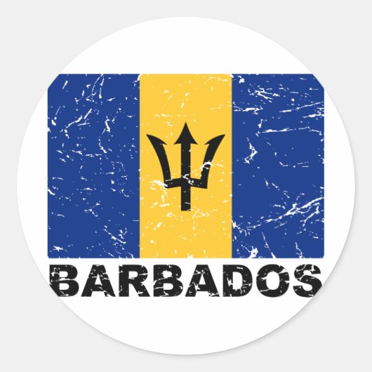 vlag Barbados Ronde Sticker (Voorkant)
