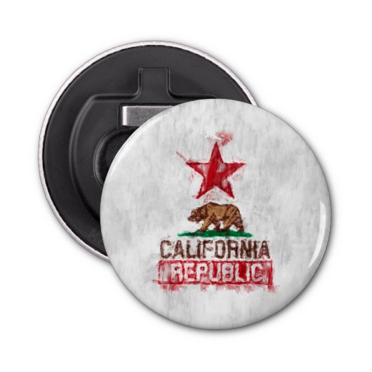 Vlag Beer Californië in Painterly Decor Button Flesopener (Voorkant)