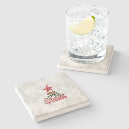 Vlag Beer Californië in Painterly Decor Stenen Onderzetter (Zijkant)