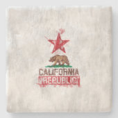 Vlag Beer Californië in Painterly Decor Stenen Onderzetter (Voorkant)