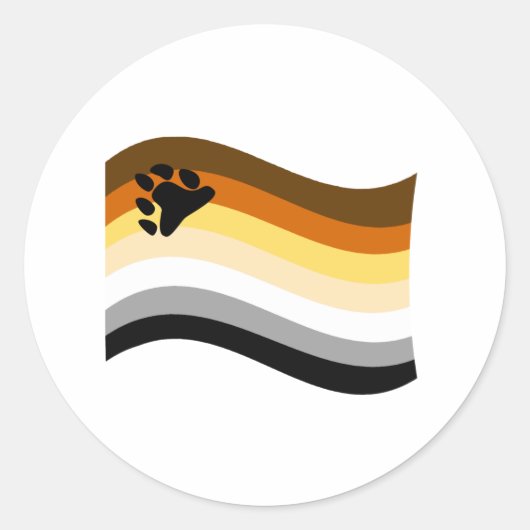 Vlag beer Pride Paw Wavy Ronde Sticker (Voorkant)