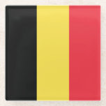 Vlag België Tricolore Glazen Onderzetter<br><div class="desc">Vlag van België met drie kleuren: "Eendracht maakt macht" in het Nederlands en "Einigkeit macht stark" in het Duits.</div>