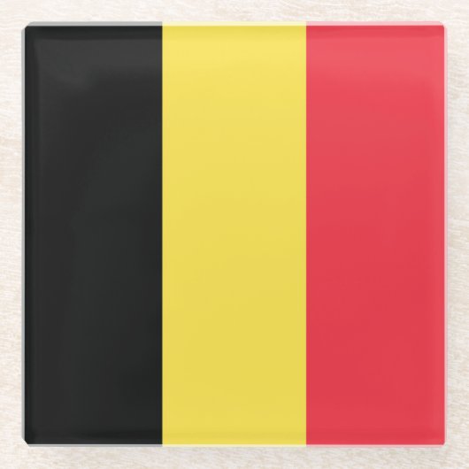 Vlag België Tricolore Glazen Onderzetter (Voorkant)