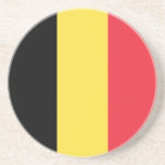 Vlag België Tricolore Zandsteen Onderzetter<br><div class="desc">Vlag van België met drie kleuren: "Eendracht maakt macht" in het Nederlands en "Einigkeit macht stark" in het Duits.</div>