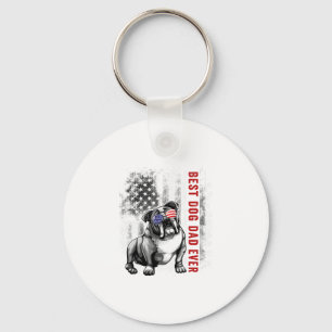 Vlag Beste Engelse Bulldog Pap Ooit 4th of July Sleutelhanger