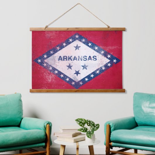 Vlag bij Distress Arkansas Hangend Wandkleed (Woonkamer)